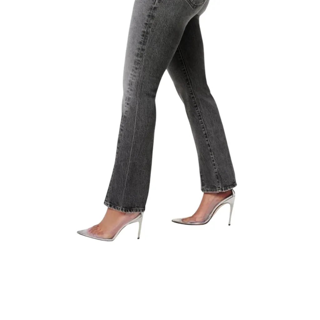 Good American Size 10/30 Curvy Twist Straight Leg Jeans‎ Washed Black Split Hem - Image 14