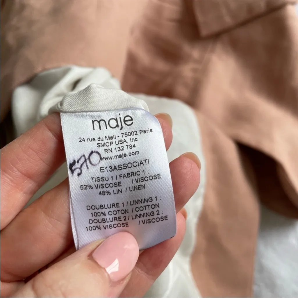 Maje Blush Linen Blazer - Image 13