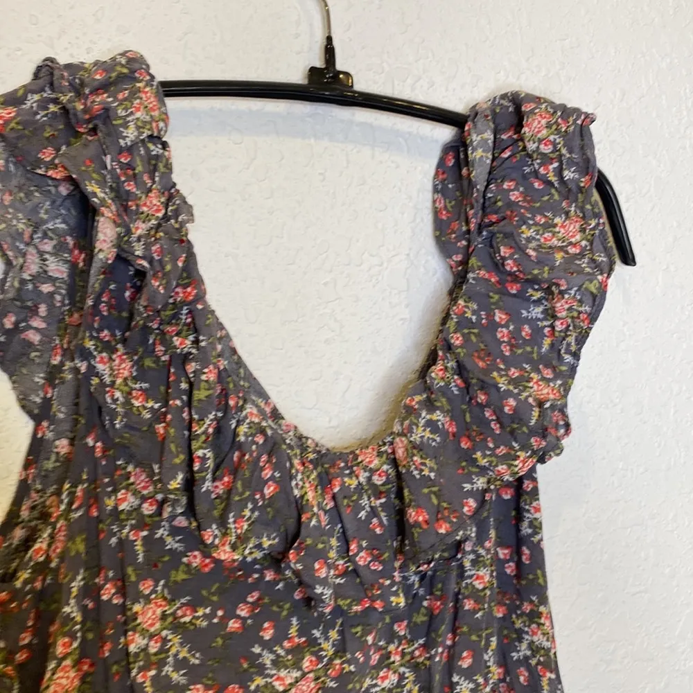 Lucca Couture Floral All Over Print Mini Dress Ruffle Scoop Neck EUC Sz Lg - Image 2