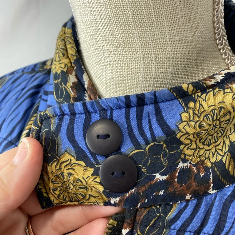 Vintage Anna and Frank silk quilted jacket size medium Blue - Image 3