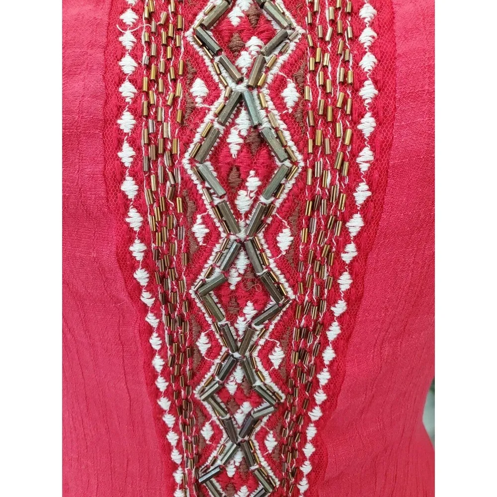 Love Reign Women's Solid Red Polyester Round Neck Sleeveless Long Maxi Dress XL - Image 6