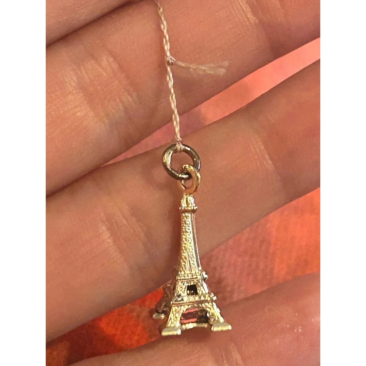 D034 Aifla tower gold tone 925 sterling silver charm - Image 2