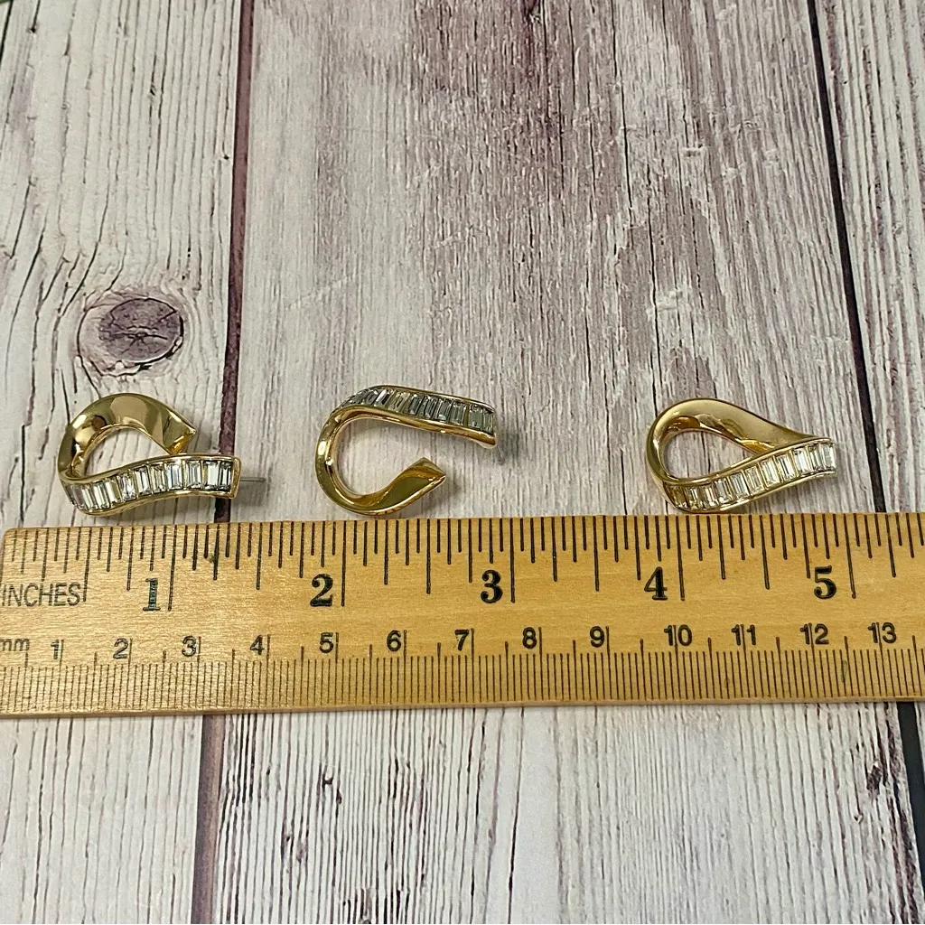 Vintage Swarovski Baguette Gold Twist Pendant & Earring Set – Swan Signed - Image 7