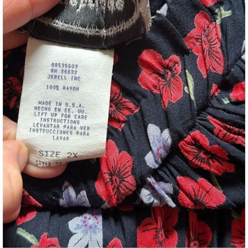 Vintage Stonebridge women’s pleated floral maxi skirt sz 2X cottagecore Blue - Image 6