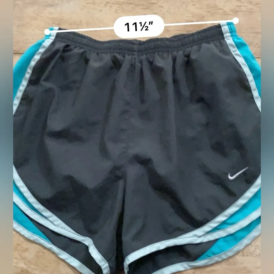 Nike Dri Fit Tempo Women’s Sz M Dk Gray/Teal Lined Running Shorts - Image 9
