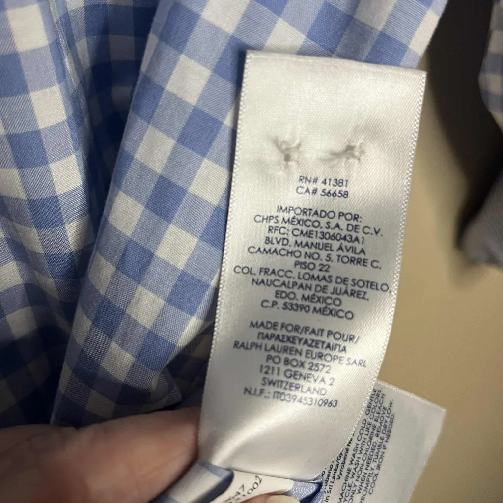 Chaps No Iron Ladies Large Blue And White Checkered Plaid Button Down - Image 7