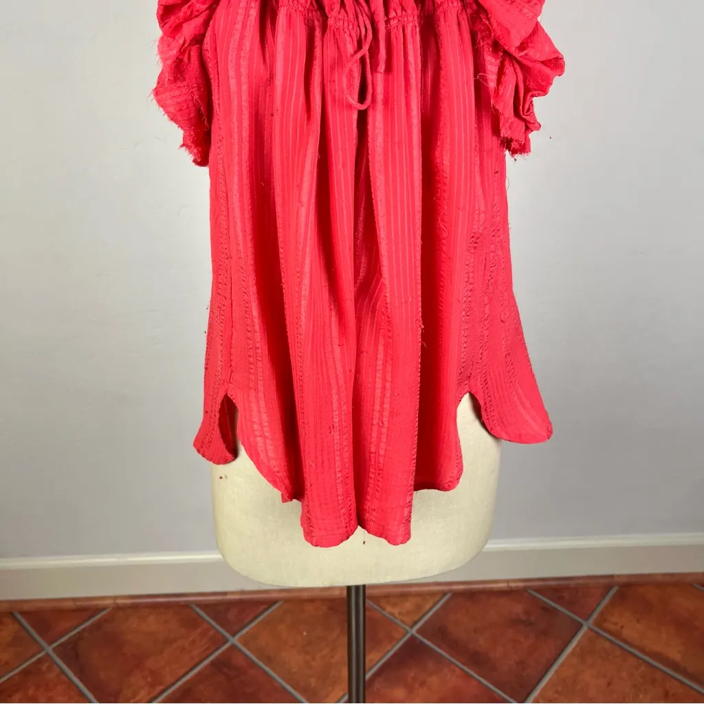 Etoile Isabel Marant Pink Ruffle Silk Blouse Size L - Image 4