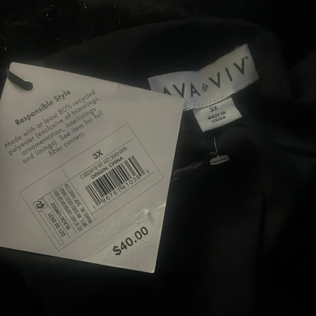 Sz 3X- Ava & Viv Black Velvet Blazer One Button - Image 6