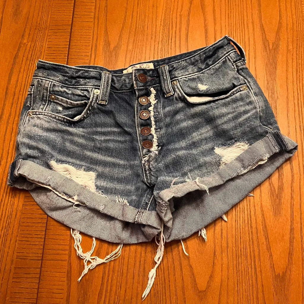 Free People We The Free Romeo Rolled Cut Off Distressed Denim Shorts Size 25 - Image 7