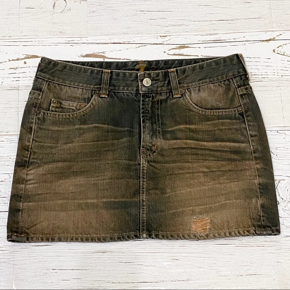 7 For All Mankind Acid Washed Mini Denim Skirt 27 - Image 4