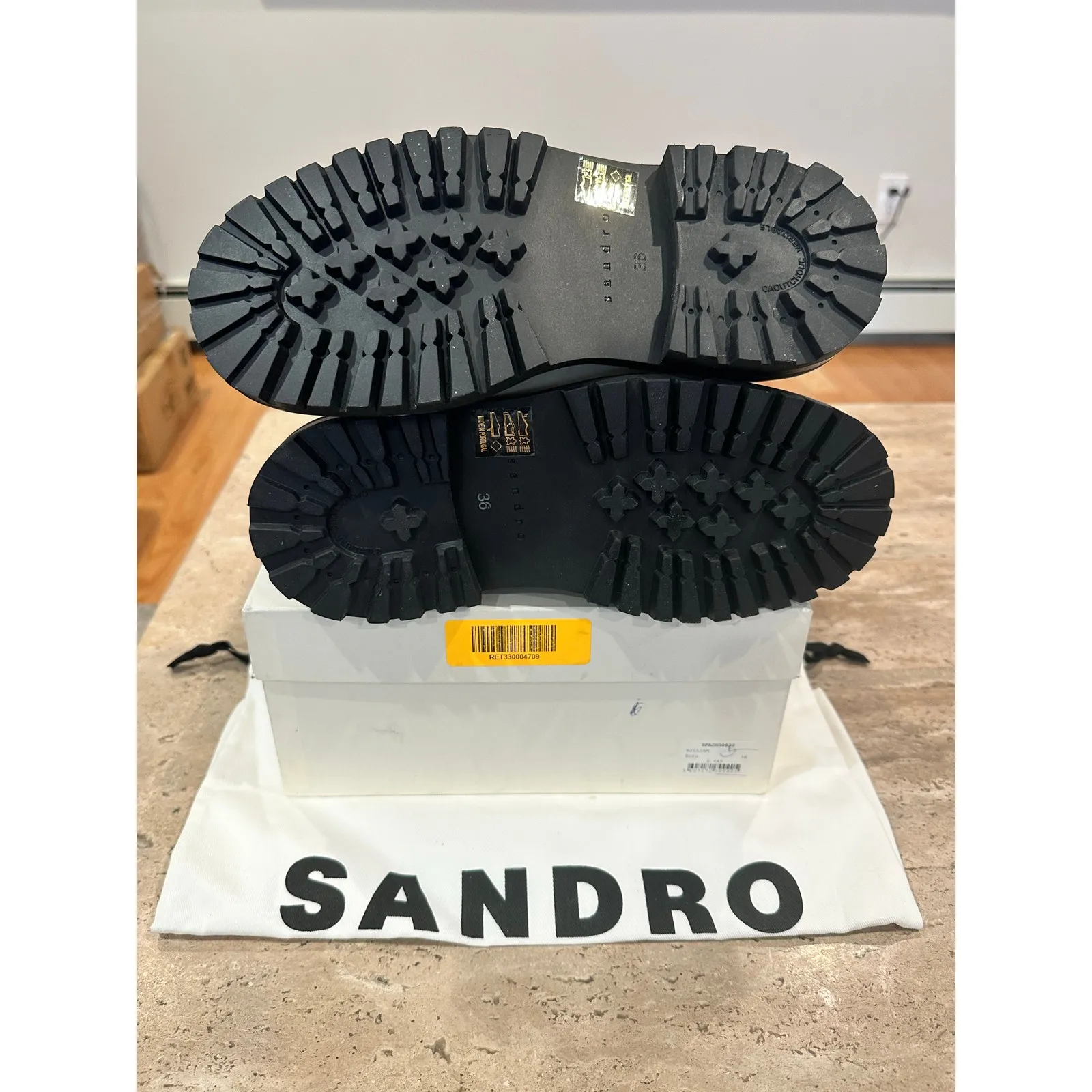 NEW Sandro Liam Ecru Leather Chelsea Boots 36 - Image 5