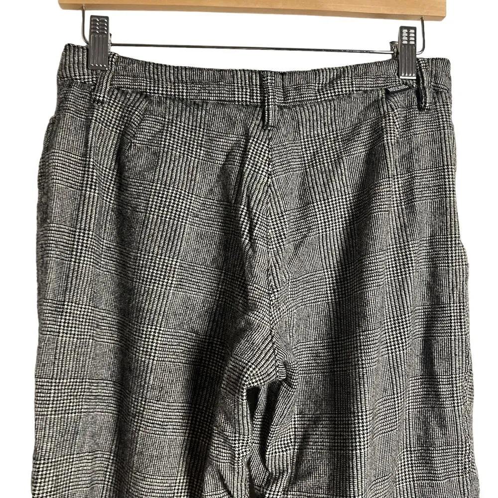 Moschino Black White Houndstooth Wool Wide Leg Cropped Trouser Pants Size 8 - Image 6