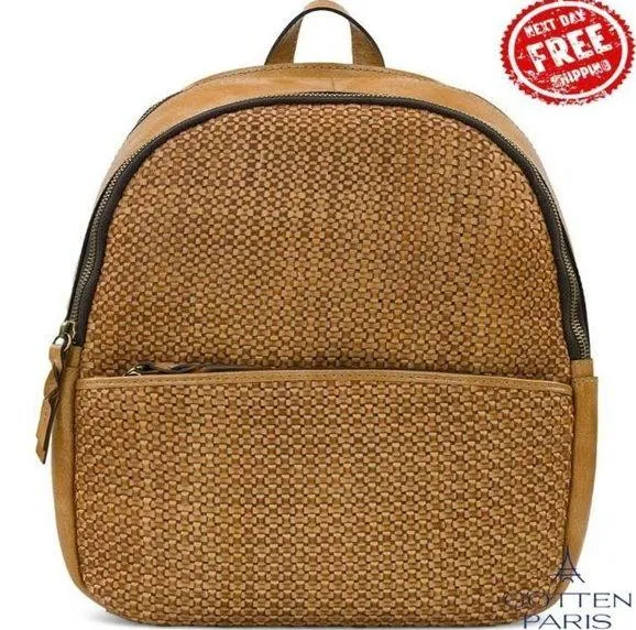 Patricia Nash Turi Woven Leather Medium Backpack Sand Women's Bag - Image 1