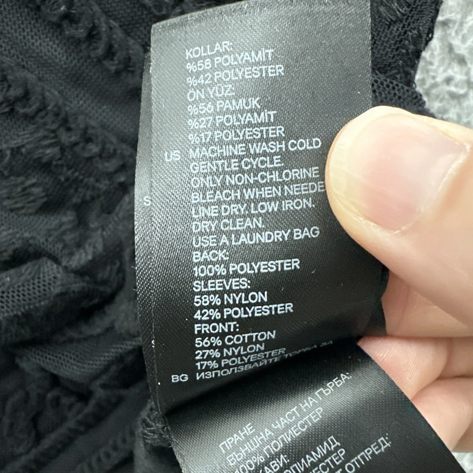 H&M Sheer Crochet Long Sleeve Top Black Whimsigoth Dark Boho Women's Small - Image 9