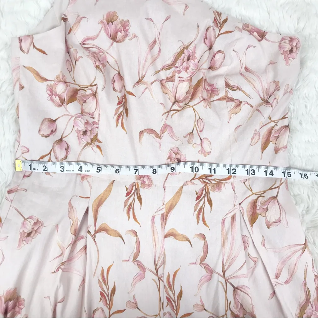 ANTONIO MELANI Pink Floral One‎ Shoulder Jumpsuit Linen Blend Belted Size 10 New - Image 12