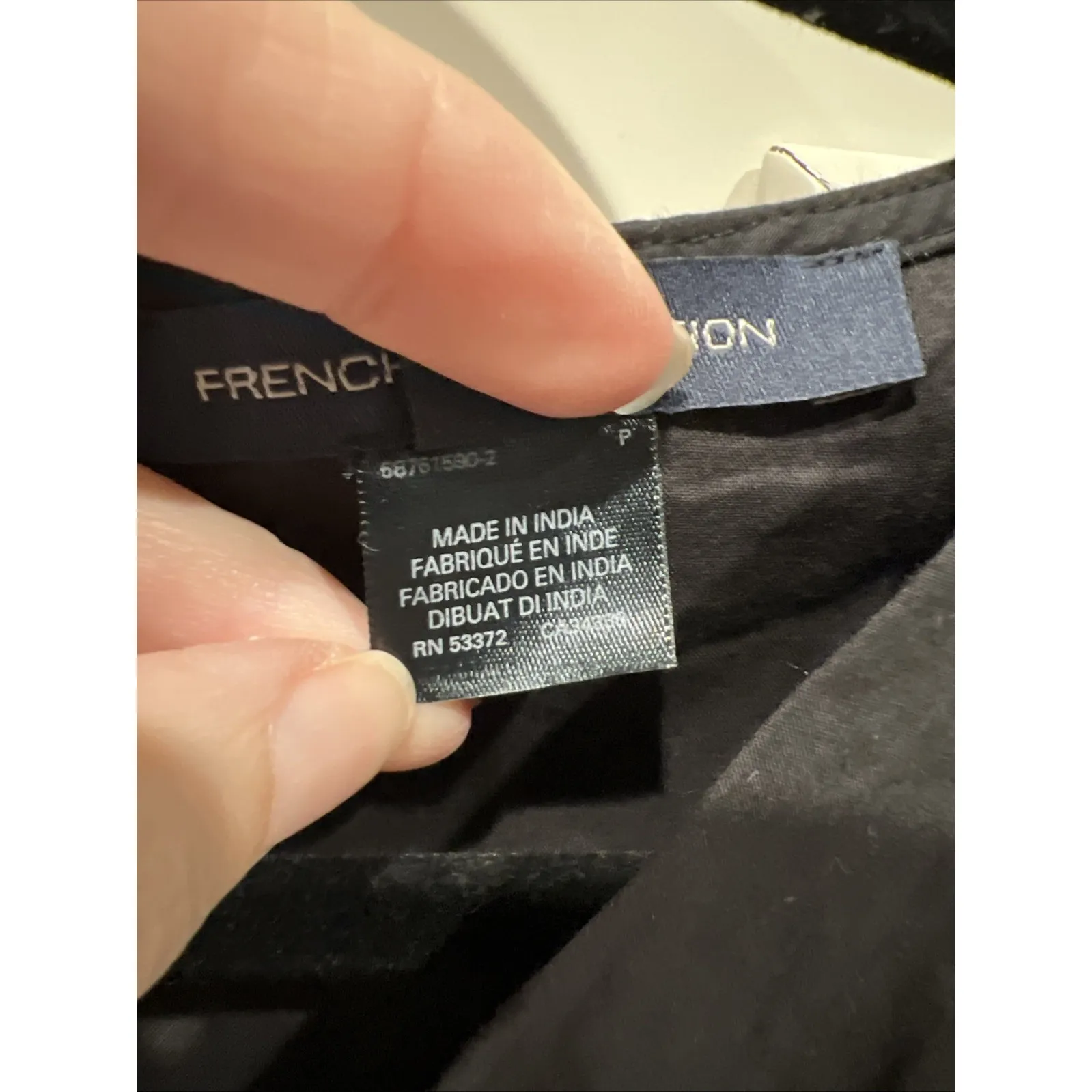 French Connection Rhodes Poplin Black Organic Cotton Mini Dress Minimalist LBD - Image 6