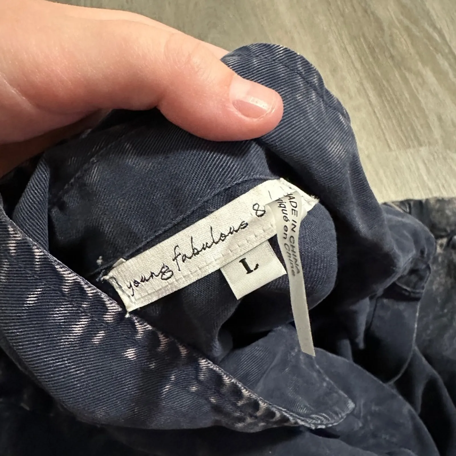 Young Fabulous & Broke Everest Twill Navy Blue Long Sleeve Tie‎ Front Jumpsuit L - Image 9