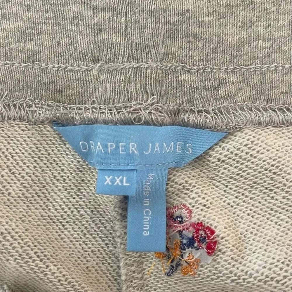 Women’s Draper James Natalie sweatpants in Viola gray embroidered floral XXL - Image 5