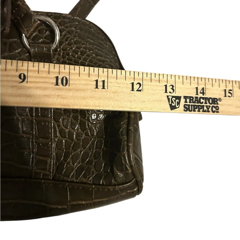 Bisou Bisou  Croc-Embossed Brown Bag - Image 5