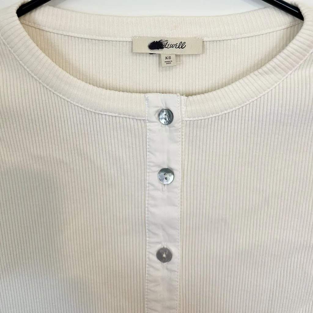 NWT Madewell Vintage Ivory Garment-Dyed Ribbed Cardigan Tee - Size: Extra Small - Image 4