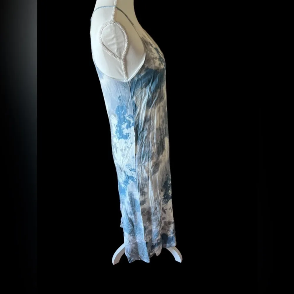 Blue Tie Dye Sleeveless‎ Midi Dress Casual Summer Beach Cover Up - Image 4