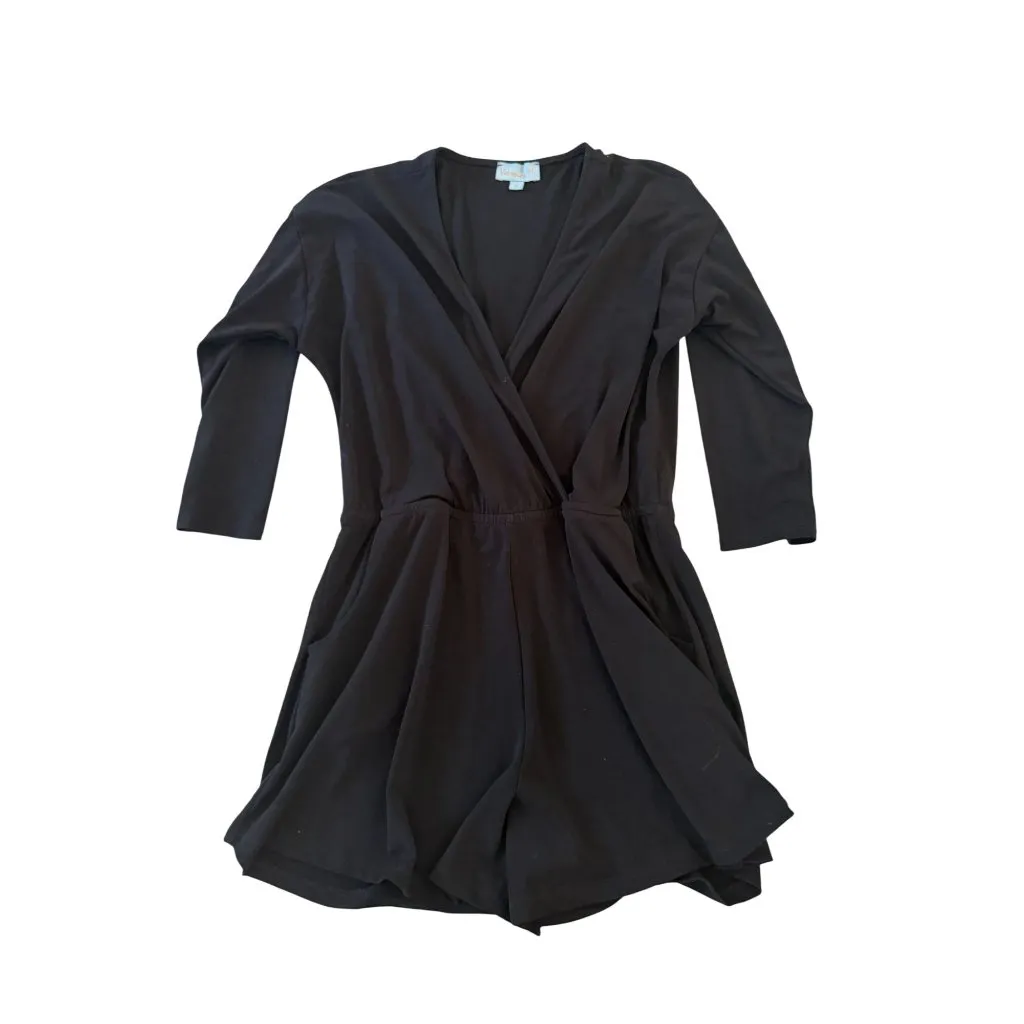 VERONICA M Black Stretch 3/4 Sleeve Romper Size Medium - Image 6