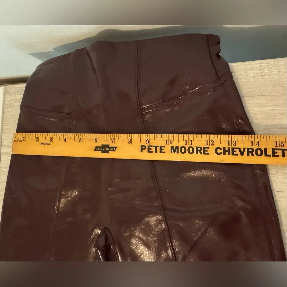 SPANX Faux Patent Leather Leggings Ruby Evening Party Concert Festival Sz Small - Image 6