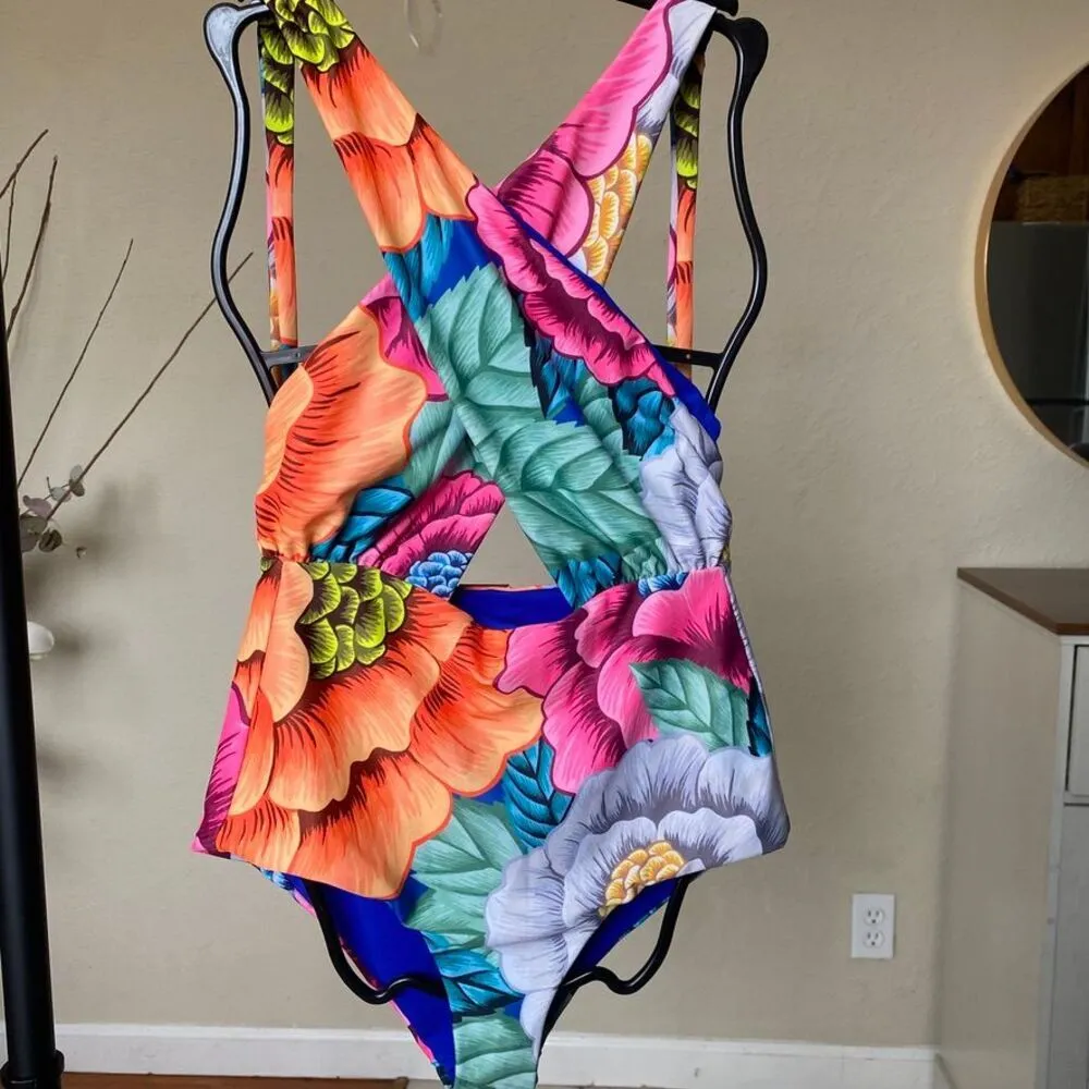 Mara Hoffman floral one piece bathing suit "Flora" Halter size‎ S - Image 6