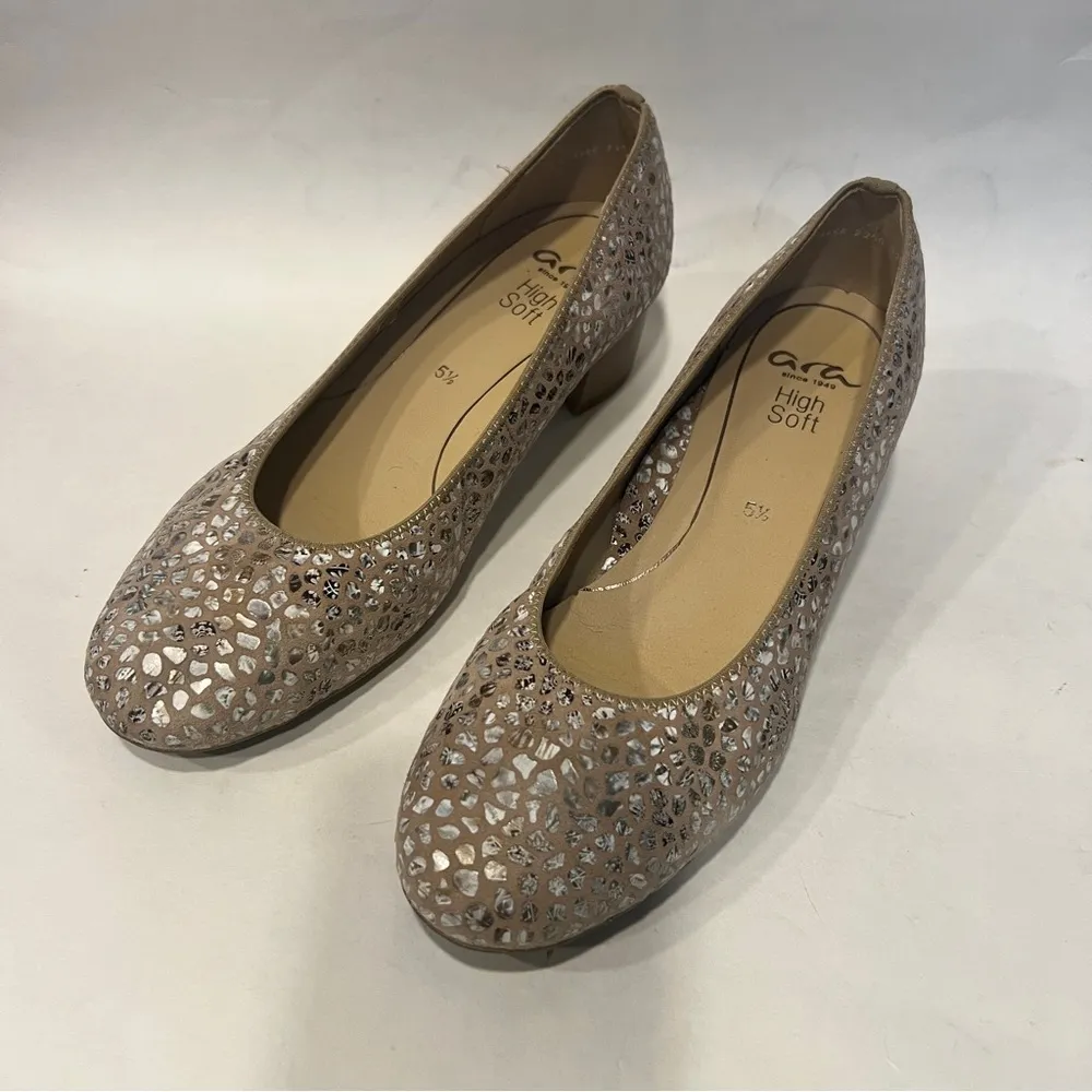 Ara Vivian Pump in Camel Confetti size 5.5/6.5 Silver - Image 4