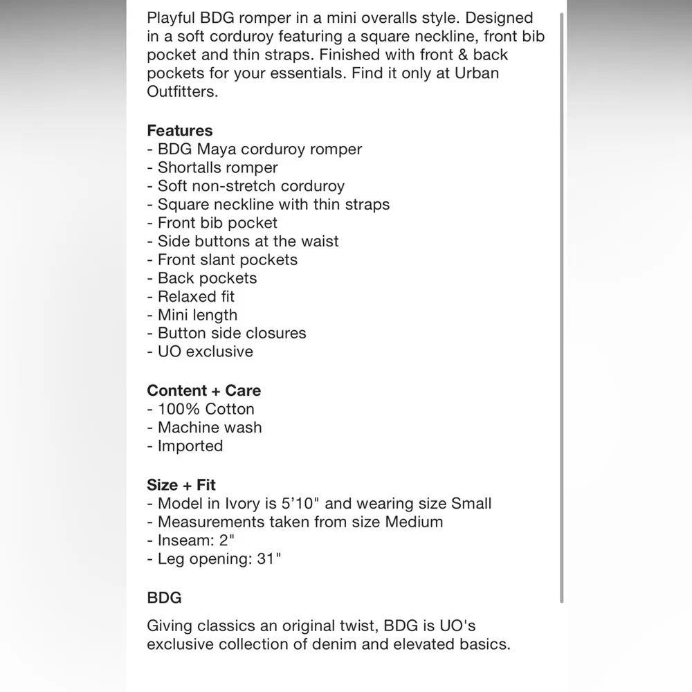 BDG Maya Corduroy Romper - Image 8