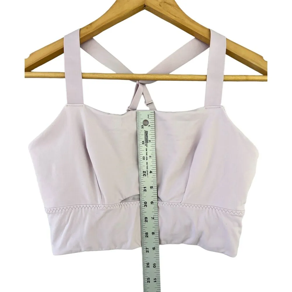 Athleta Lotus Size Medium Sports Bra Light Purple Long Workout Bra Racer Back - Image 5