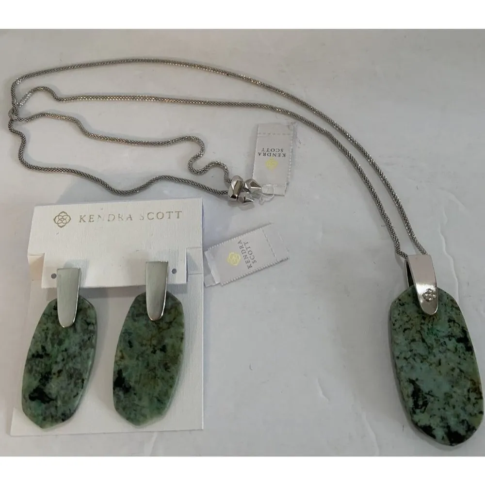 KENDRA SCOTT 'INEZ' AFRICAN TURQUOISE NECKLACE PENDANT POST EARRINGS SET NEW NWT - Image 2