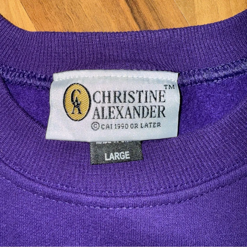 Christine Alexander Red hat society‎ purple sweatshirt rhinestone design large - Image 3