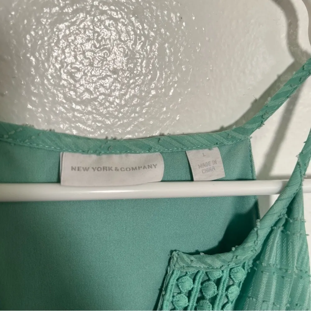 New York & Co Crochet Trim Halter Shift Dress Mint Green L Size L - Image 12