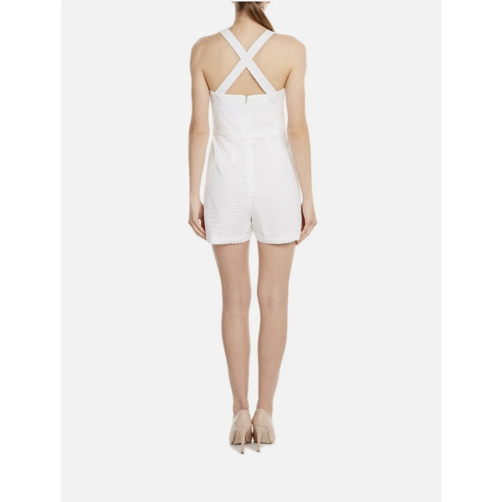 Trina Turk Thalia White Eyelet Romper‎ Women’s Size 4 Resort Vacation Cocktail - Image 2