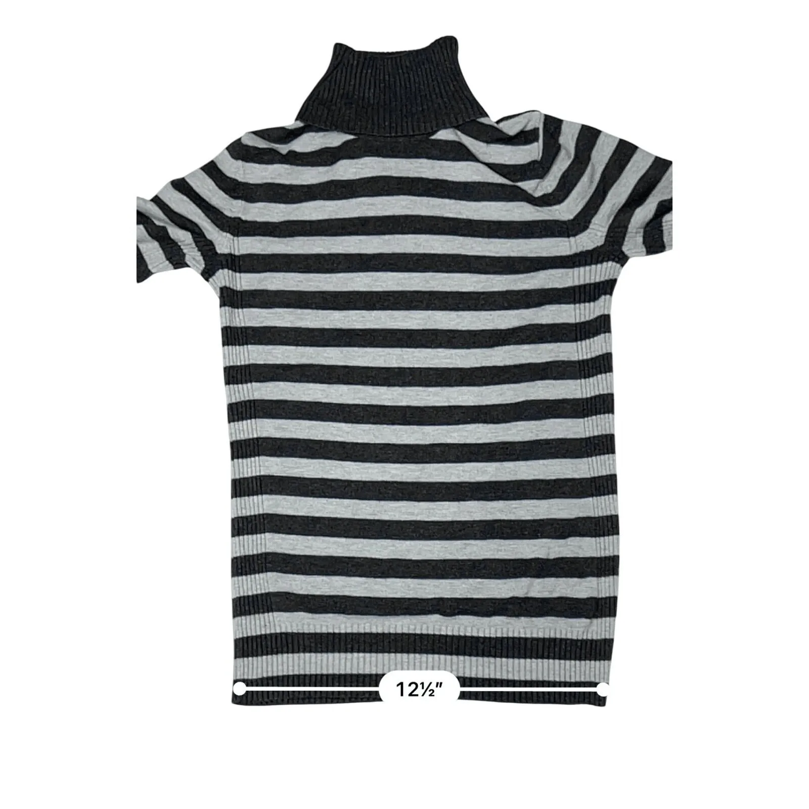Express Design Studio Gray Striped Turtleneck Sweater SMALL Casual Cottagecore - Image 6