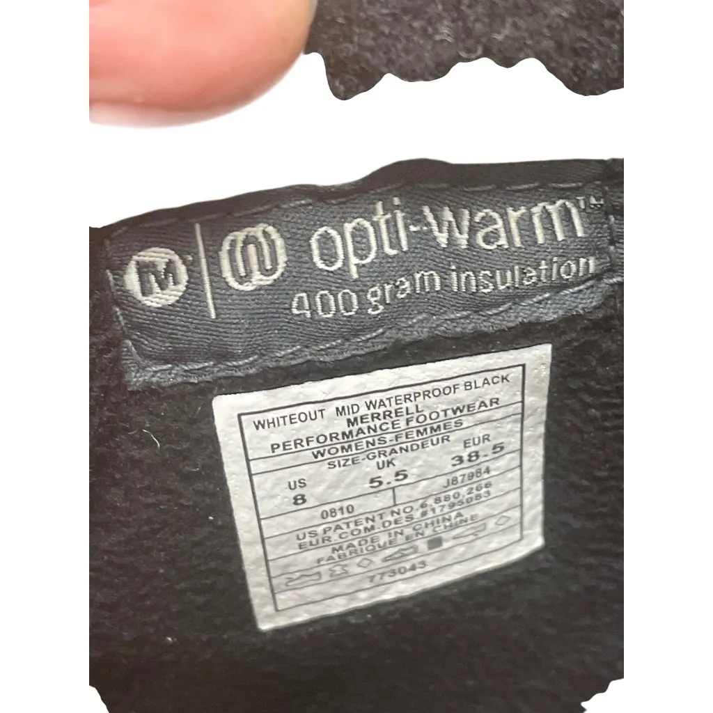 Merrell Optiwarm Woms black suede insulated waterpoof ankle boots sz 8 SKU 9747 - Image 6