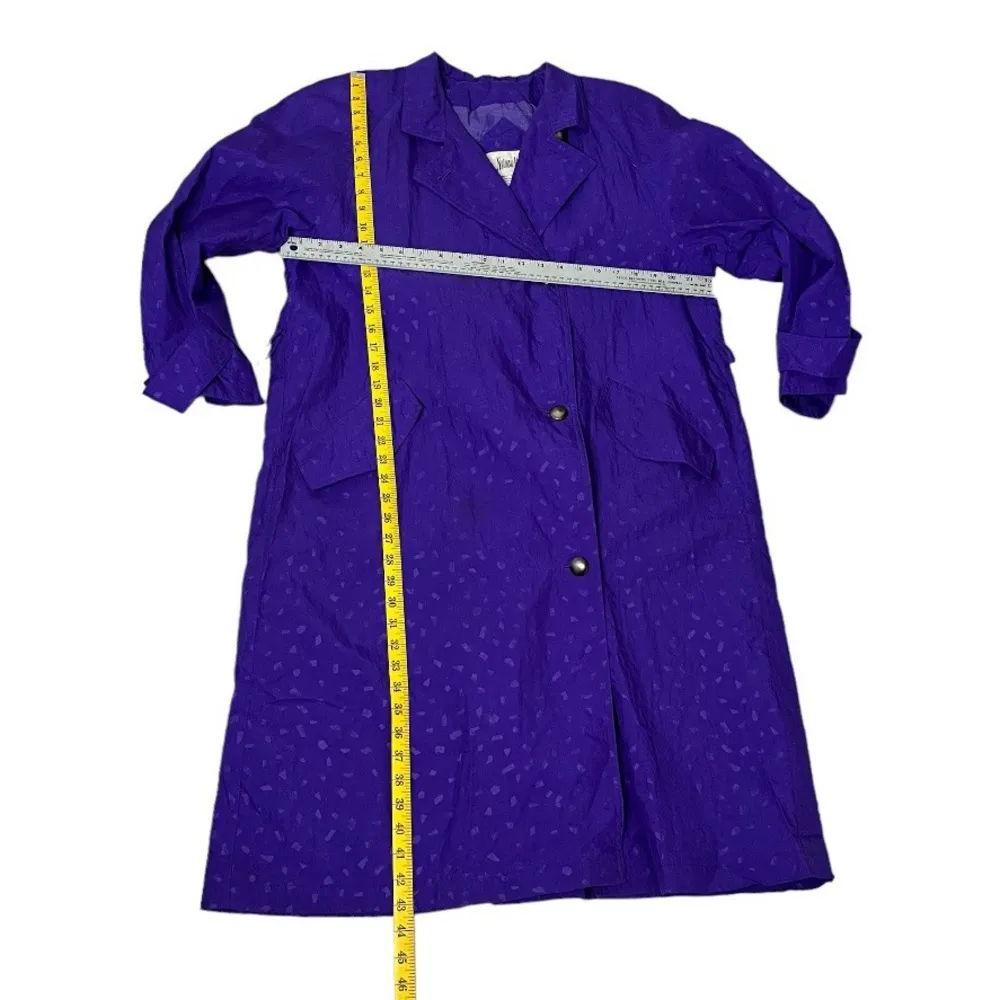 NEIMAN MARCUS Purple Trench Coat Nylon Midi Womens Size 8 VINTAGE - Image 7