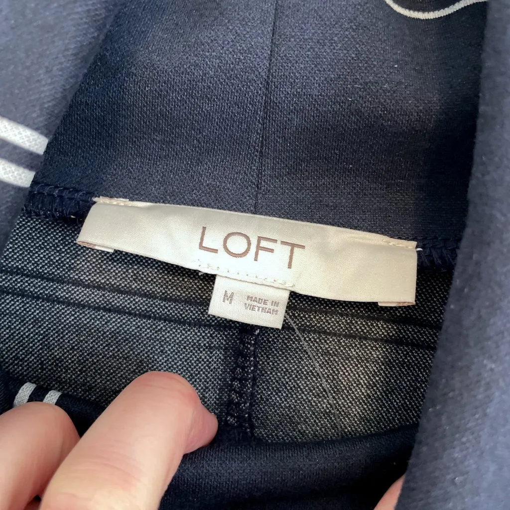 NEW NWT ANN TAYLOR LOFT Windowpane Funnel Neck Tunic Dress Navy Blue 3/4 Sleeve - Image 7