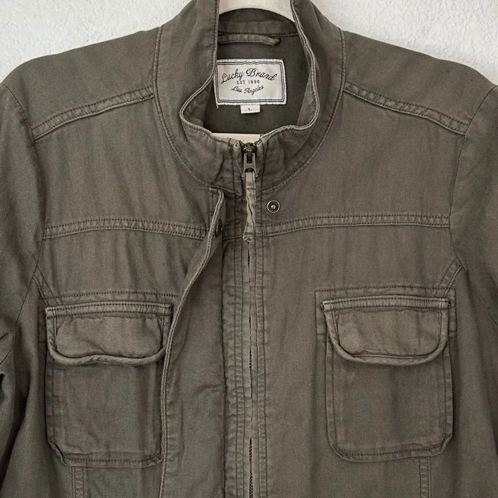 Lucky Brand Linen Blend Core Military Jacket, Sz Large - Image 5