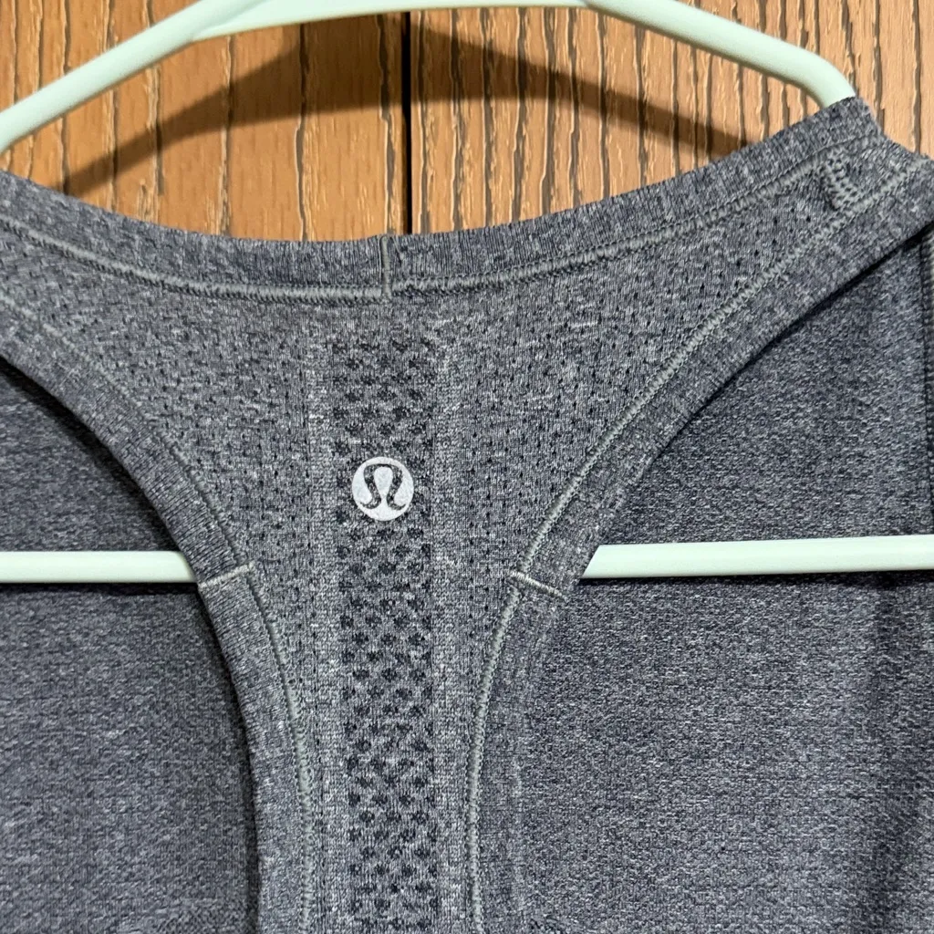 Lululemon Swiftly Tech High Neck Tank Top Sz4 Dark Grey - Image 4
