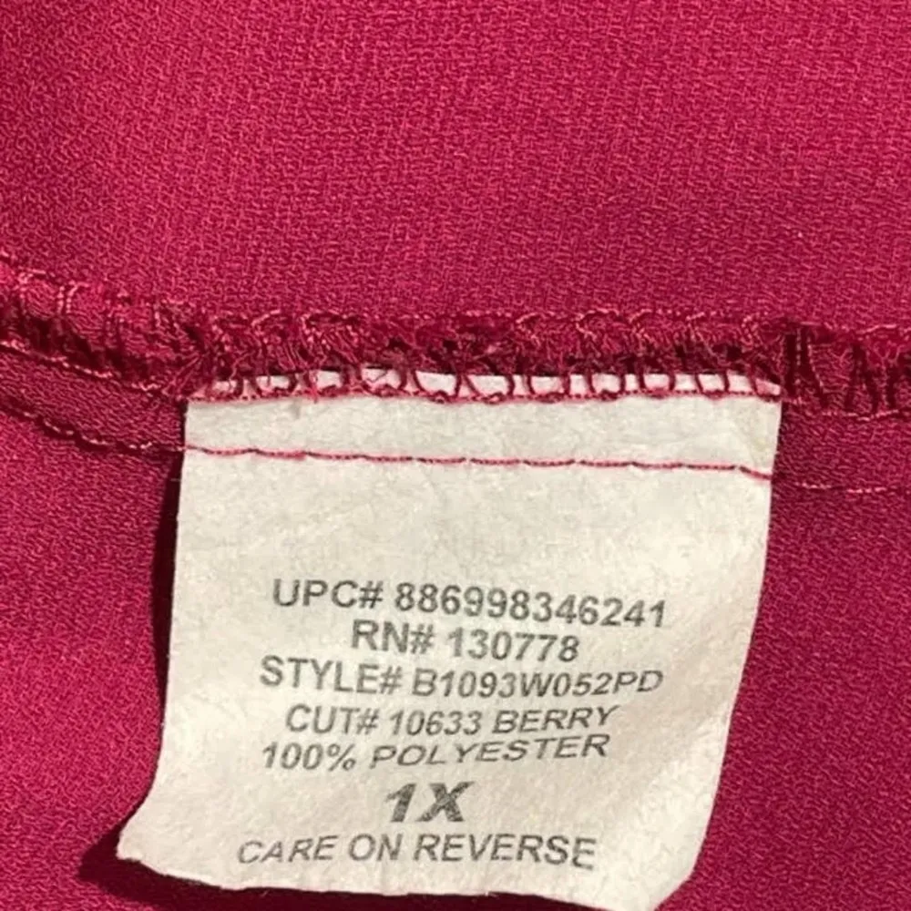 About A Girl Burgundy V Neck Relaxed Blouse Size 1X - Image 29