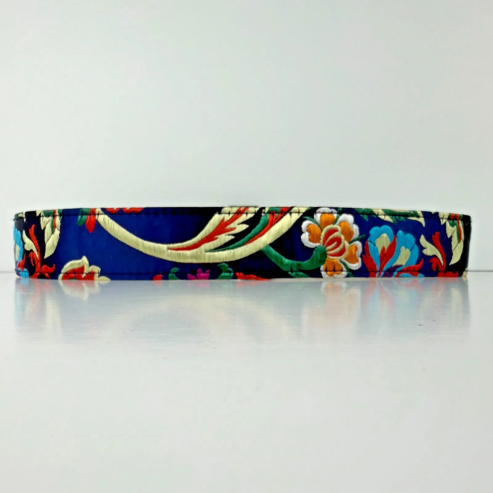 Women's Floral Satin Embroidered Belt Gold Oval Buckle Boho‎ Vintage Style 35" - Image 6