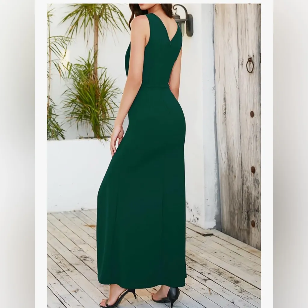 NEW Wedding Guest Cocktail Evening Party Gown Elegant Prom Maxi Sleeveless S Green - Image 2