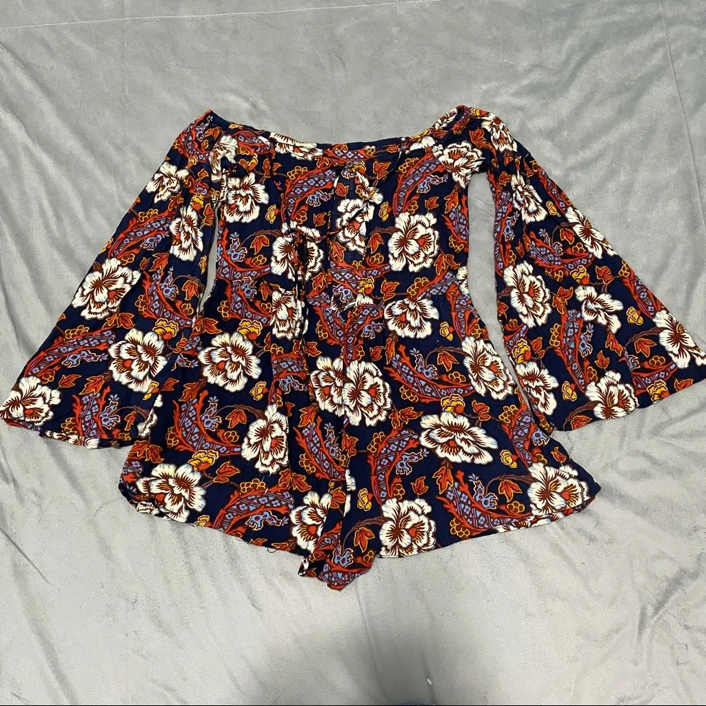Urban Outfitters Out From Under Navy Floral Romper EUC Size S - Image 7