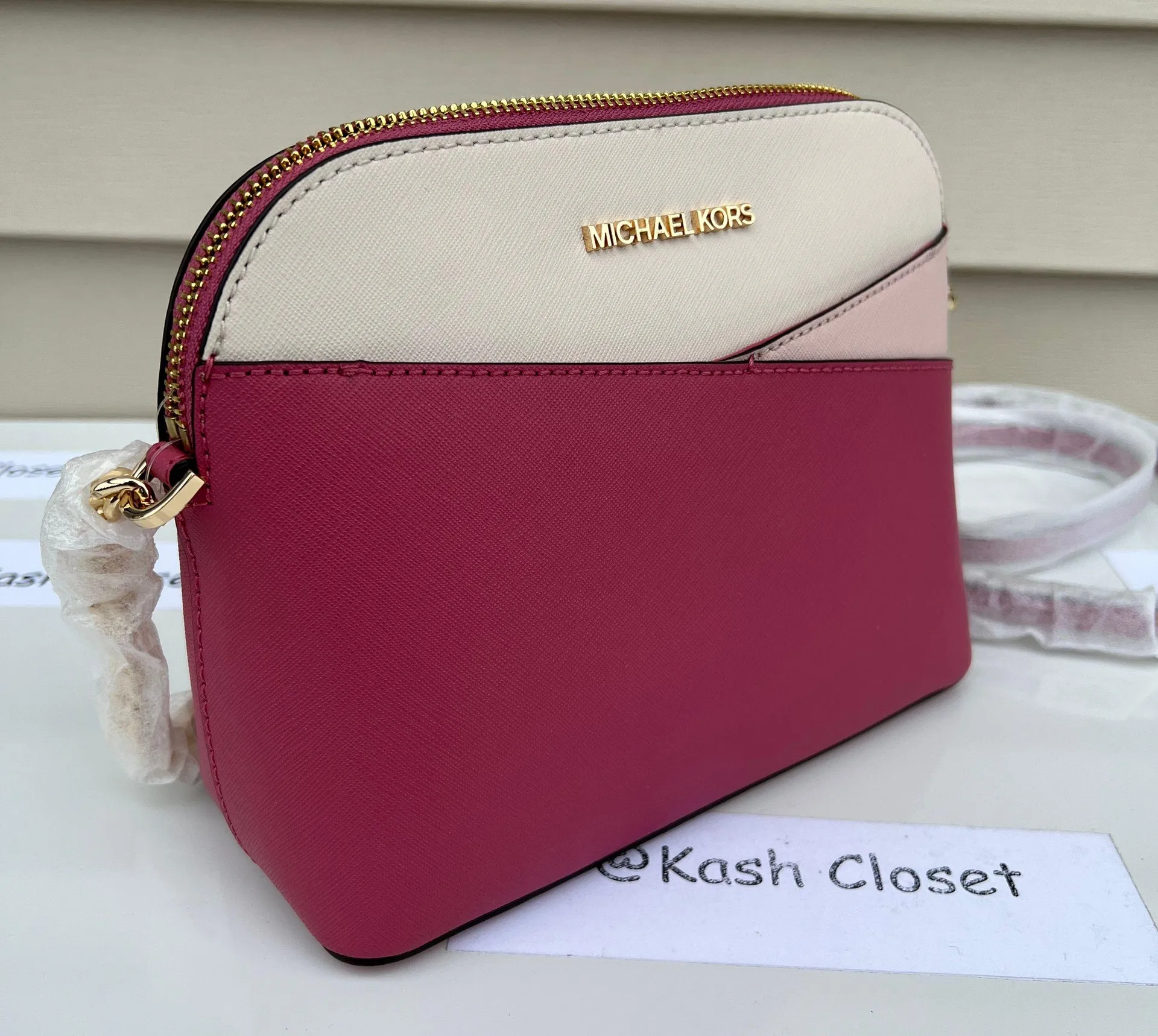 MK Jet Set Travel Medium Dome Xcross Crossbody Bag- Rosewood Multi - Image 3