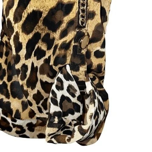 CACHE  Leopard Sheer Blouson Full Zip Front Gold Zipper Tab Sleeve Jacket EUC 12 - Image 8