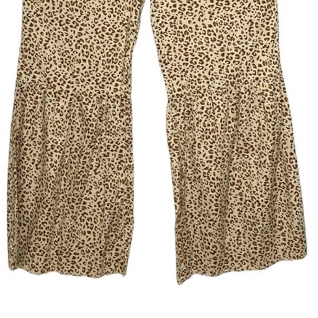 JAPNA LEOPARD PRINT SMOCKED ADJUST. STRAP TOP WIDE LEG JUMPSUIT W/ POCKETS SZ S - Image 4