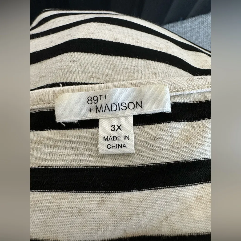 Like New - 89th + Madison Striped Top - Black. - Image 4