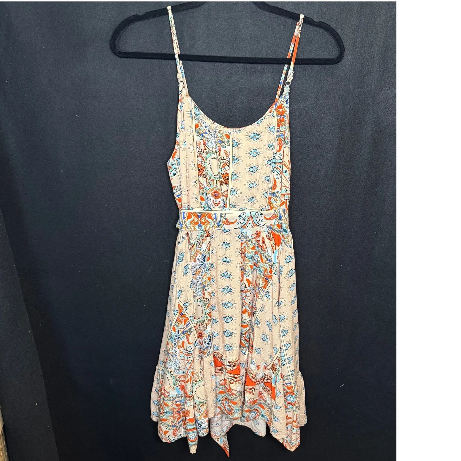 Viscose‎ Sleeveless Dress Paisley Print Casual Sundress Tan - Image 2